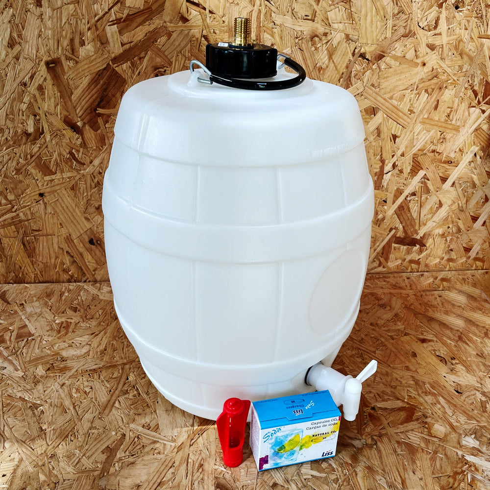 White Keg Barrel - 5 Gallon (25 litre) - 2" Cap with CO2 Injector System