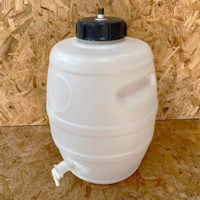 23 Litre White Keg Barrel with 4 Inch Cap and Pin Valve for CO2